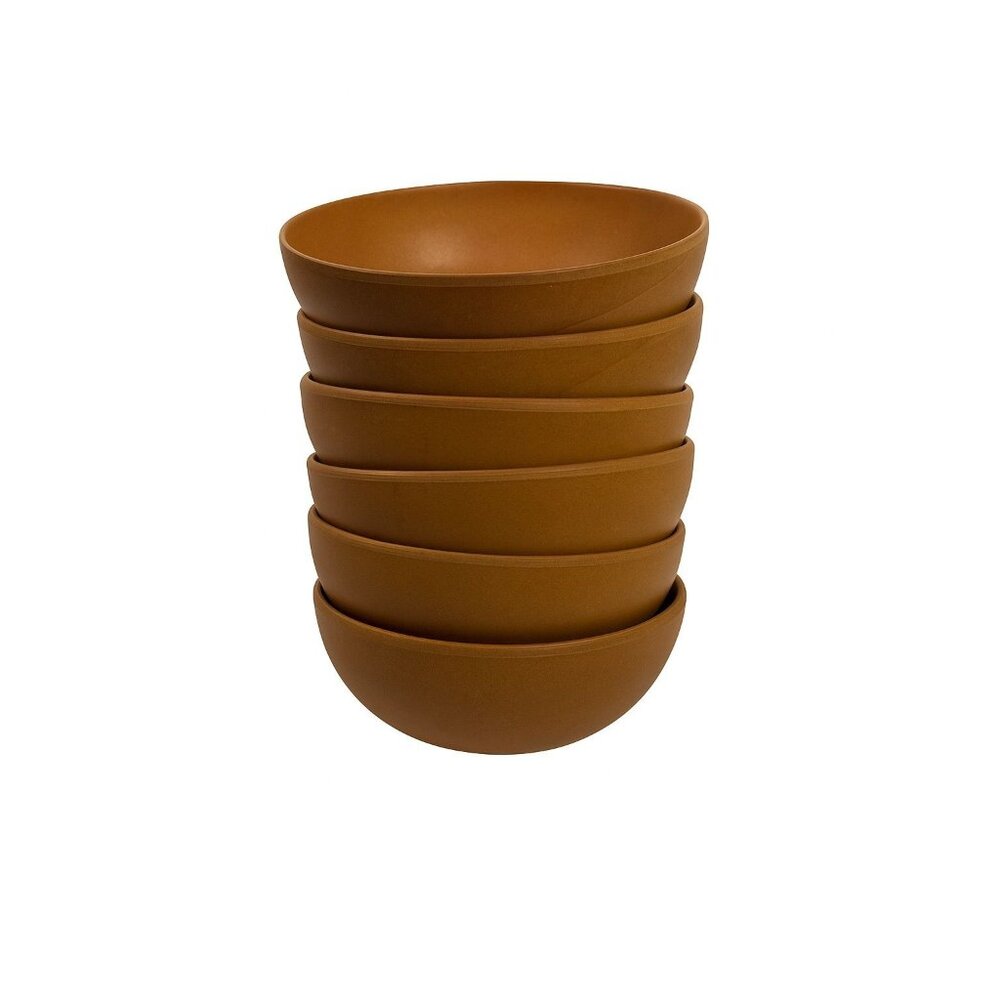 Ellingers Agatized Wooden Bowl Kitchen #60 Set of Six Made in Sheboygan, Wiscons